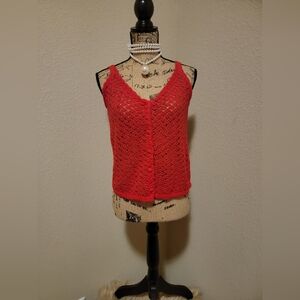 moon & madison Vibrant Red Crochet Camisole